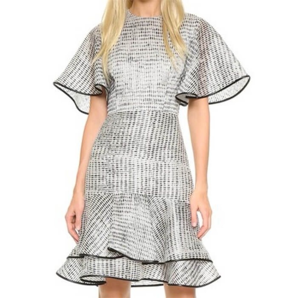 JASON WU WOODGRAIN RAFFIA ORGANZA BIAS RUFFLE DRESS “RARE RUNWAY DRESS” - Picture 7 of 15